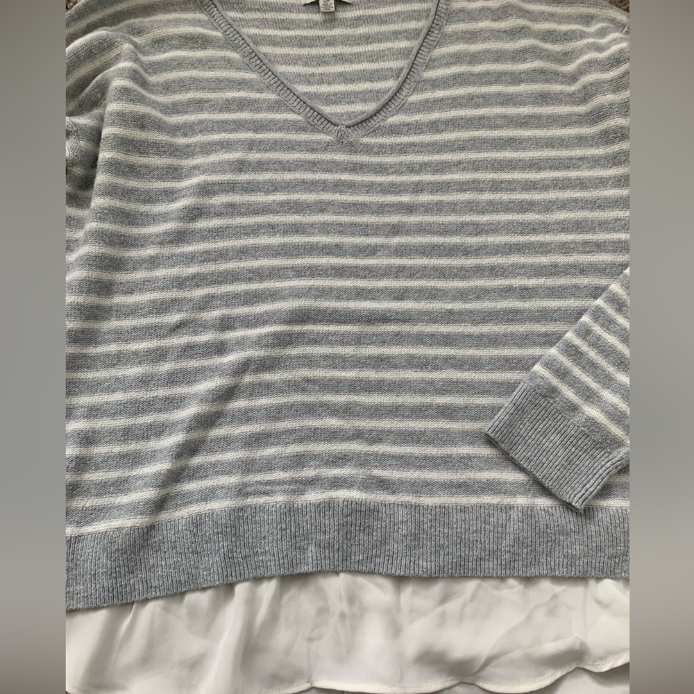 Lucky brand womens v neck striped sweater-layered - Picture 2 of 5